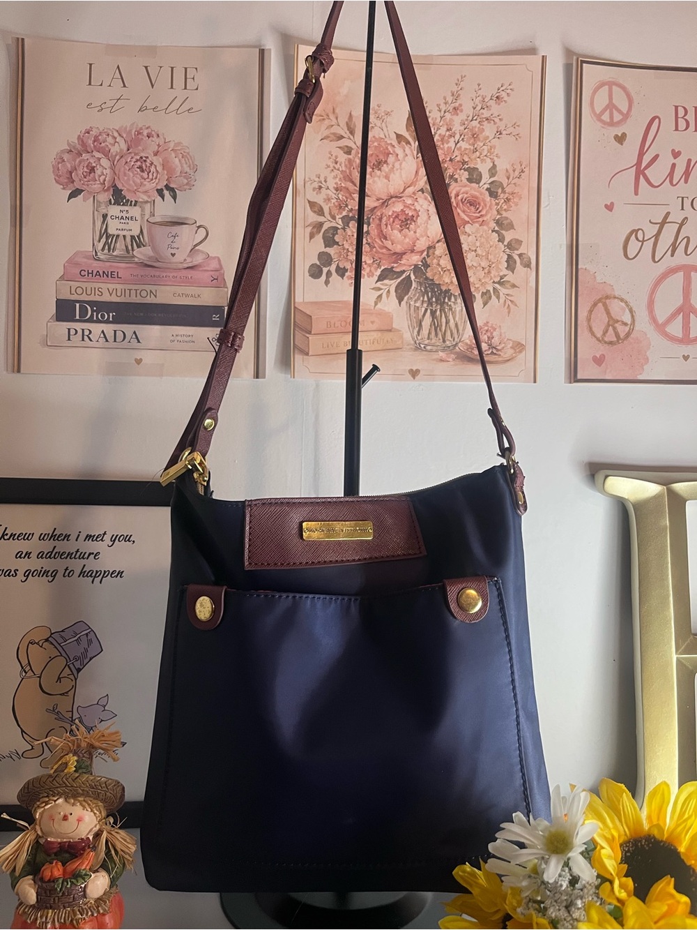Adrienne Vittadini Navy Blue Crossbody Shoulder Bag